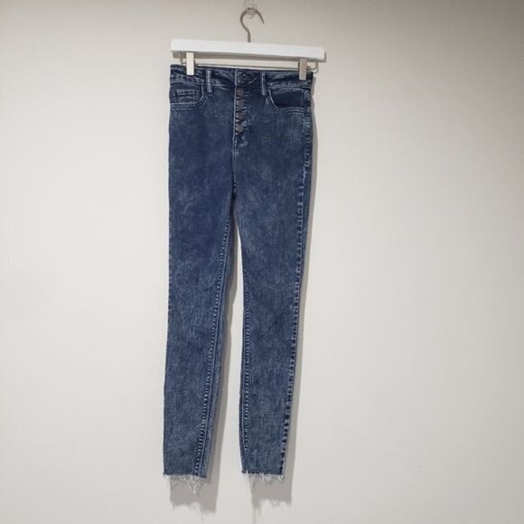Fashion Nova Acid Wash Button-Fly High Rise Skinny Jeans Size 1 - Picture 3 of 11
